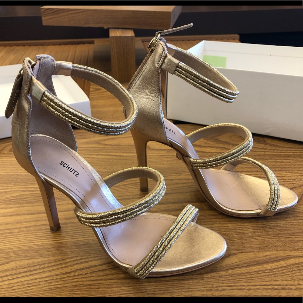 Schutz Gold Dyane Heels